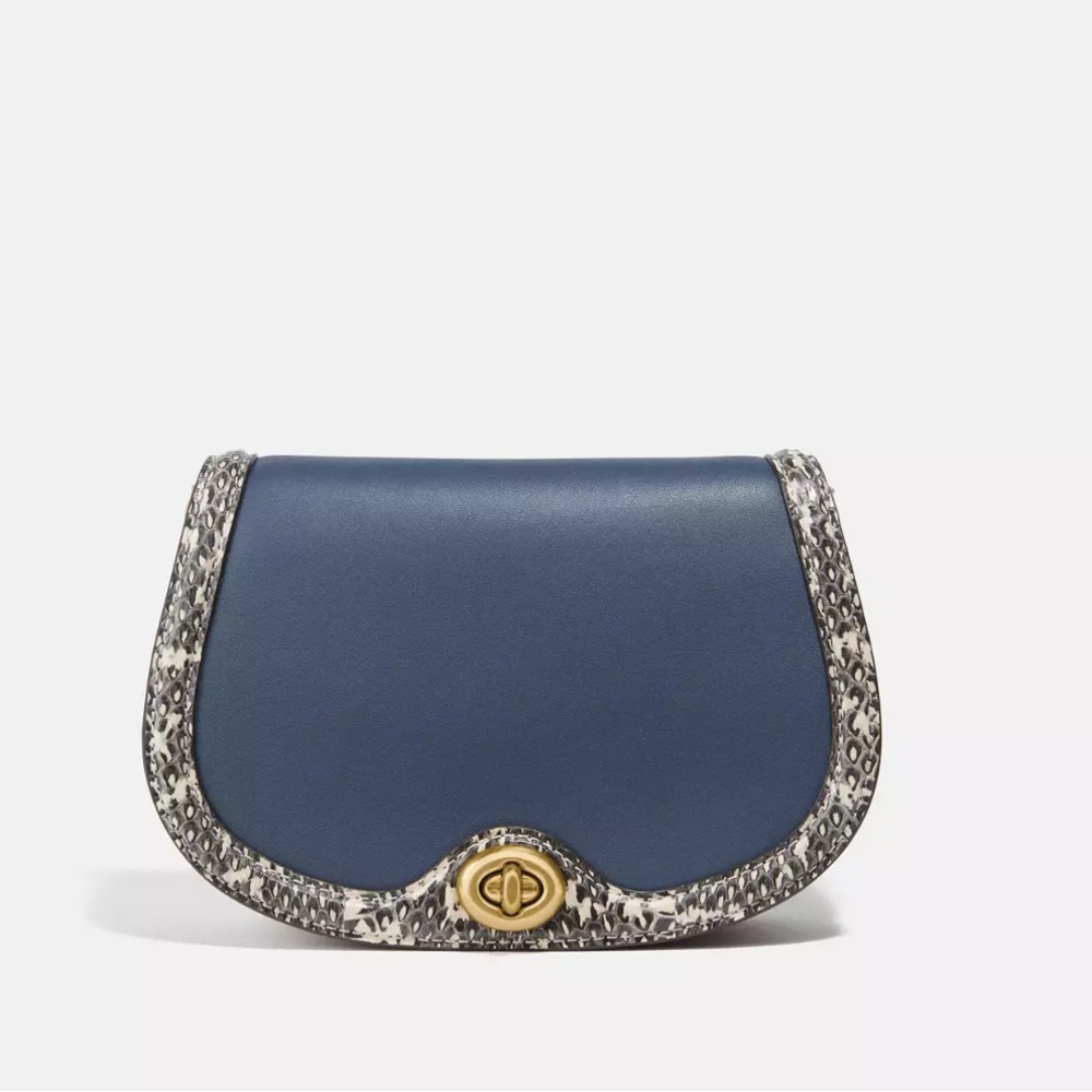 Saddle Belt Bag In Colorblock With Snakeskin Detail